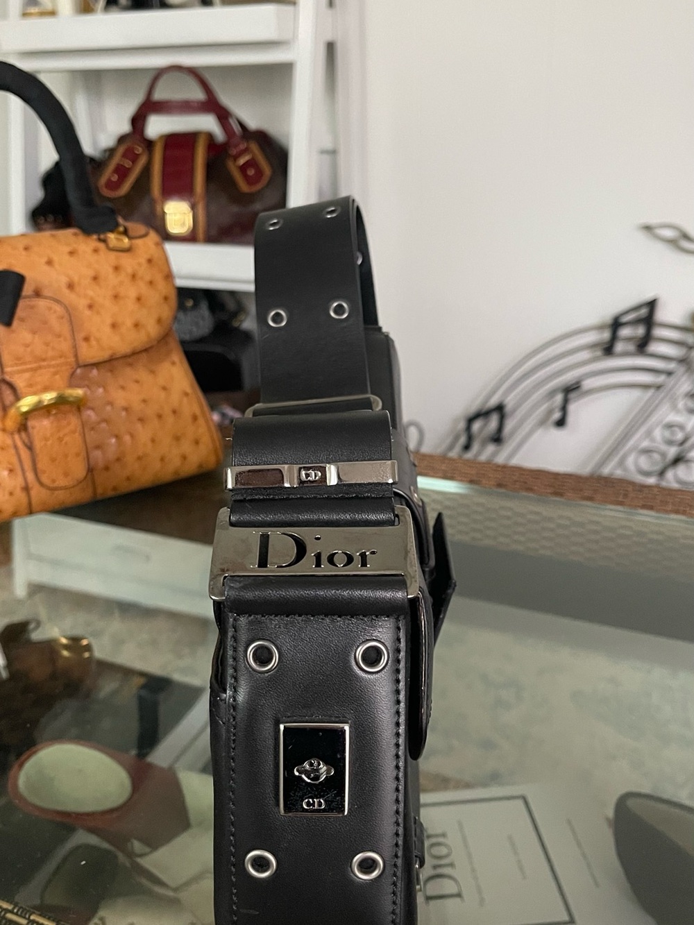 Christian Dior Street Chic Black Leather Saddle Bag with Silver Dior Plaque - Picture 8 of 11